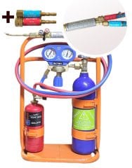 Oksijen Kaynak Seti - Geri Tepme Emniyet Valfli -  Doldurulabilir Tüplü 2 Lt