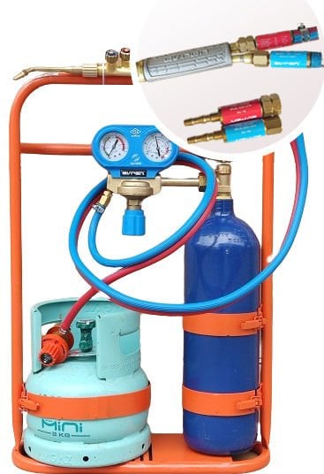 Oksijen Kaynak Seti - Geri Tepme Emniyet Valfli - Doldurulabilir  6 Lt  -   Piknik Tüp