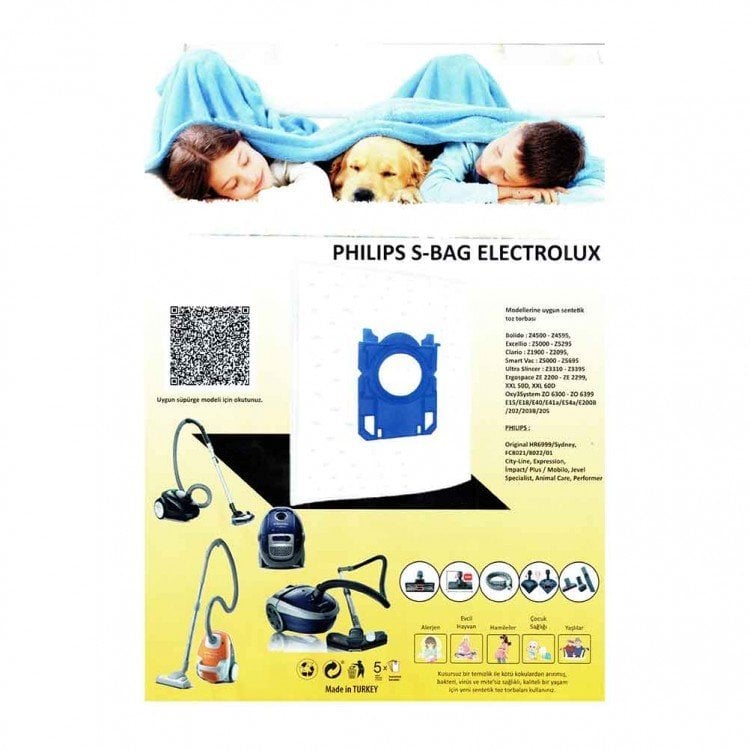 Philps S-Bag Electrolux Elektrikli Süpürge Torbası (5 adet)