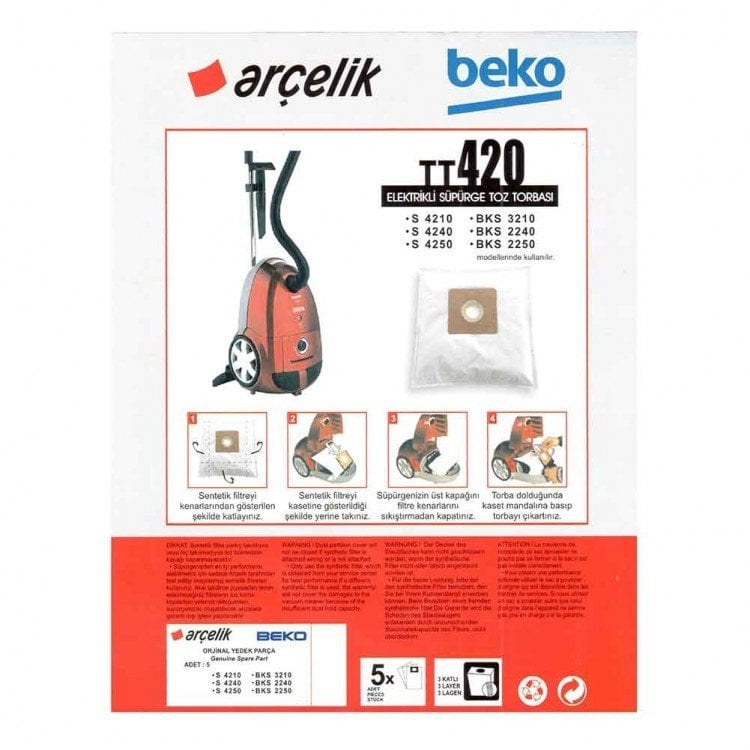 TT420 Elektrikli Süpürge Torbası (5 adet)
