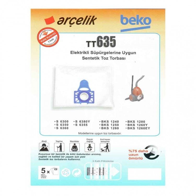 TT635 Elektrikli Süpürge Torbası (5 adet)